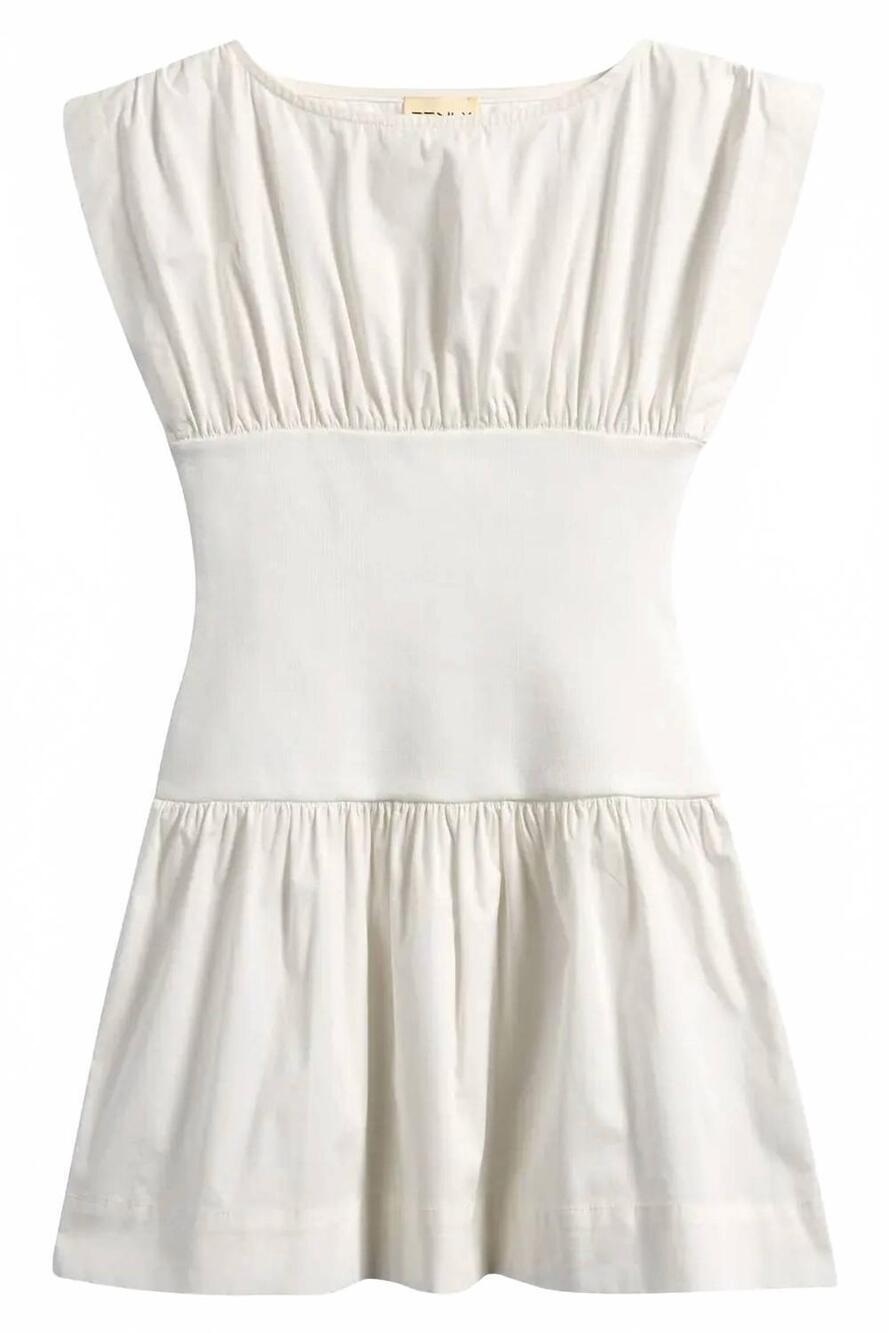 NEW TENLY girls poplin contrast mini dress in white